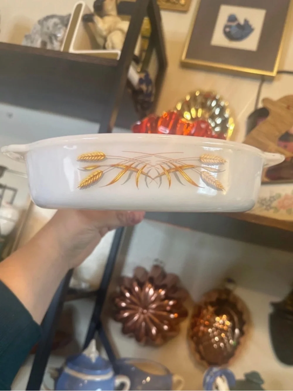 White Wheat Pattern Fire King Casserole Dish - Classic Ceramic Bakeware